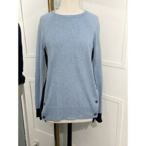 J. Crew Mohair Wool Blend Elbow Patch Asymmetrical Blue Sweater Womens XS